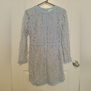 Adelyn Rae Long Sleeve Lace Dress in Soft Blue